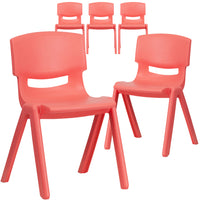 Flash Furniture Plastic Stackable School Chair with 13.25" Seat Height - Red-Set of 5 Stacking Student Chairs