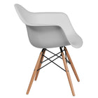 Flash Furniture Alonza Series Plastic Chair with Wooden Legs - White-Curved Arms