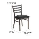 Flash Furniture HERCULES Series Clear Coated Ladder Back Metal Restaurant Chair - Black Vinyl Seat - 2 Pack-Clear Coated Frame Finish