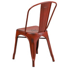 Flash Furniture Distressed Kelly Metal Indoor-Outdoor Stackable Chair - Red-Curved Back with Vertical Slat
