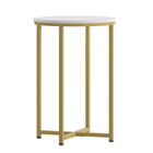 Flash Furniture Hampstead Collection End Table with Matte Gold Frame - White-.5'' Thick Top
