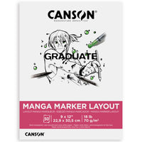 Canson Graduate - Manga Marker Pad - 9" W x 12" H - 50 Sheets - (C31250P061)-An ultra-white, extremely smooth art paper designed for manga cartoonists and illustrators to practice their skill