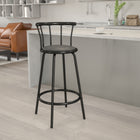 Flash Furniture Crown Back Black Metal Barstool with Black Vinyl Swivel Seat-Protective Floor Glides
