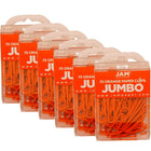 JAM Paper Coloured Jumbo Paper Clips, Large, Orange Paperclips, 6 Packs of 75, 450 Total (42186871g)-Orange