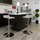 Flash Furniture Contemporary Vinyl Adjustable Height Barstool with Quilted Wave Seat and Chrome Base - Grey - 2 Pack-Height Adjustable Seat with Gas Lift