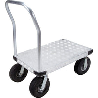 Kleton Aluminum Platform Trucks, 10" Pneumatic Caster, Tread Plate Deck, 24"W. x 36"L.-40% lighter on average, than steel or wood-and-steel platform trucks