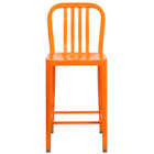Flash Furniture 24" High Orange Metal Indoor-Outdoor Counter Height Stool with Vertical Slat Back-Industrial Style Modern Counter Stool