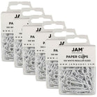 JAM Paper Coloured Standard Paper Clips, Small, White Paperclips, 6 Packs of 100, 600 Total (2183755g)-White