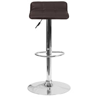 Flash Furniture Contemporary Vinyl Adjustable Height Barstools with Quilted Wave Seat & Chrome Base - Brown - 2 Pack-Set of 2 Contemporary Style Stools