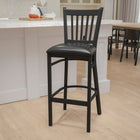 Flash Furniture HERCULES Series Black Vertical Back Metal Restaurant Barstool - Black Vinyl Seat-Two Curved Support Bars