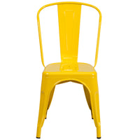 Flash Furniture Yellow Metal Indoor-Outdoor Stackable Chair-Stackable Bistro Style Chair