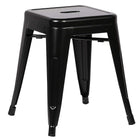Nicer Furniture Tolix Style Backless Metal Industrial Stack 18" Stool - Black - 2 Pack-Drain Hole in Seat. Non-Marring Glides. Lightweight Design