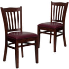 Flash Furniture Lacey Solid Back Mahogany Wood Restaurant Chair - Black Vinyl Seat - 2 Pack-Vertical Slat Back Design