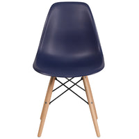 Flash Furniture Elon Series Navy Plastic Chairs with Wooden Legsase-Set of 2 Plastic Side Chair