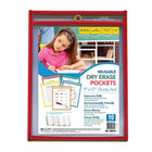 C-Line Reusable Dry Erase Pockets, Primary Colours, 9" x 12", 10 Pack (CLI40610)-Reusable super heavyweight pocket lasts a long time