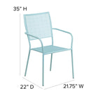 Chaise de patio en acier avec accoudoirs et dossier carré, intérieur/extérieur, bleu ciel (CO-2-SKY-GG)-8