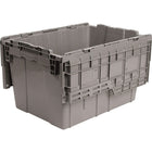 Orbis FlipakTM Polyethylene Plastic (PE) Distribution Containers, 21.8" x 15.2", 6.5Lb, Grey, 3 Pack-Reusable, returnable, attached-lid containers are ideal for use in wholesale product distribution and as picking containers