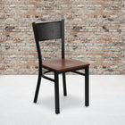 Flash Furniture HERCULES Series Black Grid Back Metal Restaurant Chair - Cherry Wood Seat-.625" Thick Plywood Seat