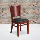 Flash Furniture Lacey Series Solid Back Mahogany Wood Restaurant Chairs with Black Vinyl Seat - 2 Pack-Solid European Beech Hardwood Construction