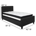 Flash Furniture - Lit à plate-forme Tribeca à une place touffeté et rembourré en tissu noir avec matelas à ressorts ensachés-Rembourrage en tissu noir