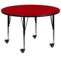 Flash Furniture Mobile 60" Round Thermal Laminate Activity Table, Red-Popular Round Activity Table