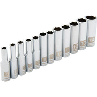 Dynamic Tools 1/4" Drive 12 Piece 6 Point, Deep Metric Socket Set, 4mm - 14mm-Contains: 4, 5, 5.5, 6, 7, 8, 9, 10, 11 12, 13, 14mm