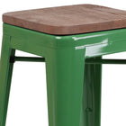 Flash Furniture 24" High Backless Green Metal Counter Height Stool with Square Wood Seat-500 lb. Weight Capacity