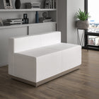 Flash Furniture HERCULES Alon Series Melrose Leather Loveseat with Brushed Stainless Steel Base - White-Exposed Embellished Stitching