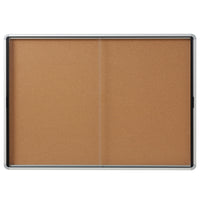 Quartet Euro Enclosed Cork Bulletin Board - Indoor Use - 2 Sliding Doors - 56" x 39"-Glass enclosed cork board