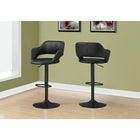 Monarch Specialties 2381 Barstool - Black/Black Metal Hydraulic Lift-Solid pedestal base in a smooth black metal finish