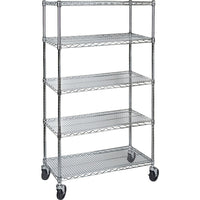 Kleton Wire Shelf Cart, Chrome Plated, 48" x 92" x 18", 800 Lbs. Capacity-Capacity: 800 lbs.