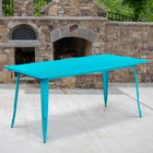 Flash Furniture 31.5" x 63" Rectangular Crystal Teal-Blue Metal Indoor-Outdoor Table-Top Size: 31.5"W x 63"L