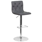 Flash Furniture Contemporary Tufted Grey Vinyl Adjustable Height Barstool with Chrome Base-Mid-Back Design