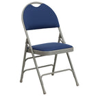 Flash Furniture HERCULES Series Ultra-Premium Triple Braced Navy Fabric Metal Folding Chair with Easy-Carry Handle-Navy Fabric Upholstered Seat and Back