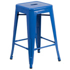 Flash Furniture – Tabouret de comptoir de 24 po en métal sans dossier, int/ext, siège carré, bleu (CH3132024BL)-Tabouret moderne empilable de style industriel