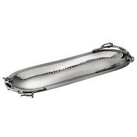 Elegance Sparkle Silver Leaf Long Oval Platter-Material: Stainless Steel