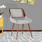 Armen Living Panda Mid-Century Fabric Dining Chair - Grey-Armless