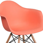 Flash Furniture Alonza Series Peach Plastic Chair with Wooden Legs-Waterfall Seat Reduces Leg Strain