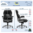 Serta SMT Brinkley Executive Chair - 27-1/2" W x 30" D x 43"-46" H - Black-Dual wheel mobility casters