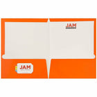 JAM Paper Glossy Two Pocket Presentation Folders, Orange, 100 Pack (385GORB)-2 pocket