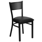Flash Furniture HERCULES Series Black Grid Back Metal Restaurant Chair - Black Vinyl Seat-500 lb. Weight Capacity