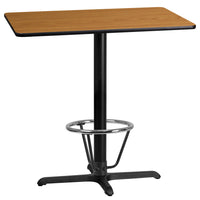 Flash Furniture Laminate 24"W x 42"L X-Base Table, Natural (XUNT2442T230B3F)-Bar height hospitality table