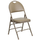 Flash Furniture HERCULES Series Ultra-Premium Triple Braced Beige Vinyl Metal Folding Chair with Easy-Carry Handle-Beige Vinyl Upholstered Seat and Back