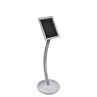 Azar Displays Frame Floor Display on Curved Stand, 8.5" x 11" (300235-SLV)-Floor Display