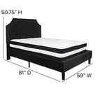 Flash Furniture - Lit à plate-forme Brighton double touffeté et rembourré en tissu noir avec matelas à ressorts ensachés-Rembourrage en tissu noir