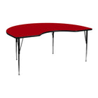 Flash Furniture 48''W x 72''L Kidney Activity Table with Thermal Fused Top and Standard Height Adjustable Legs, Red-Red Laminate