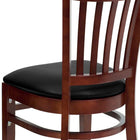 Flash Furniture HERCULES Series Vertical Slat Back Mahogany Wood Restaurant Chair - Black Vinyl Seat-2.5'' Thick Foam Padded Seat