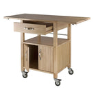 Winsome Kitchen Cart, Double Drop Leaf, Cabinet with shelf, Natural-Includes 2 leaves, utensil drawer, open shelf and 2-door storage cabinet