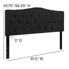 Flash Furniture Cambridge Tufted Upholstered Queen Size Headboard - Black Fabric-Black Metal Stands with Adjustable Bed Rail Slots