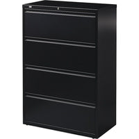 Hirsh HL10000 Series 42" Wide Lateral File Cabinet, 4 Drawer, Black-Heavy-duty 3-piece, ball-bearing slide suspension for drawers that glide smoothly